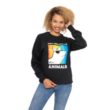 90s Don’t Mess With The Animals Unisex Raglan Sweatshirt - Black Viva! Shop