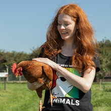 90s Don’t Mess With The Animals Women’s Open Neck Tee - Black Viva! Shop