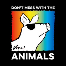 90s Don’t Mess With The Animals Women’s Open Neck Tee - Black Viva! Shop