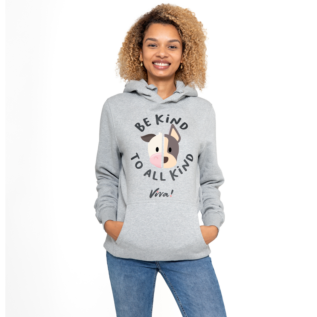 Be Kind To All Kind Face Unisex Pullover Hoody - Melange Grey Viva! Shop
