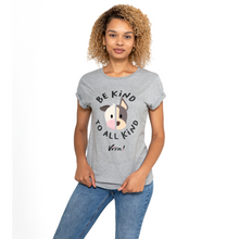 Be Kind To All Kind Face Women's Rolled Sleeve Jersey Tee - Melange Grey Viva! Shop