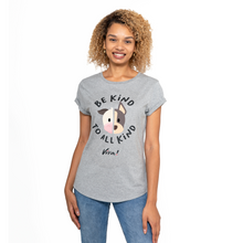 Be Kind To All Kind Face Women's Rolled Sleeve Jersey Tee - Melange Grey Viva! Shop