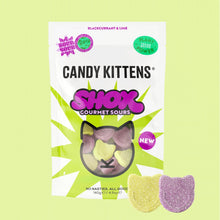 SALE (Best Before 13/09/2025) - Candy Kittens Shox Gourmet Sours Blackcurrant & Lime Sweets Sharing Bag 140g