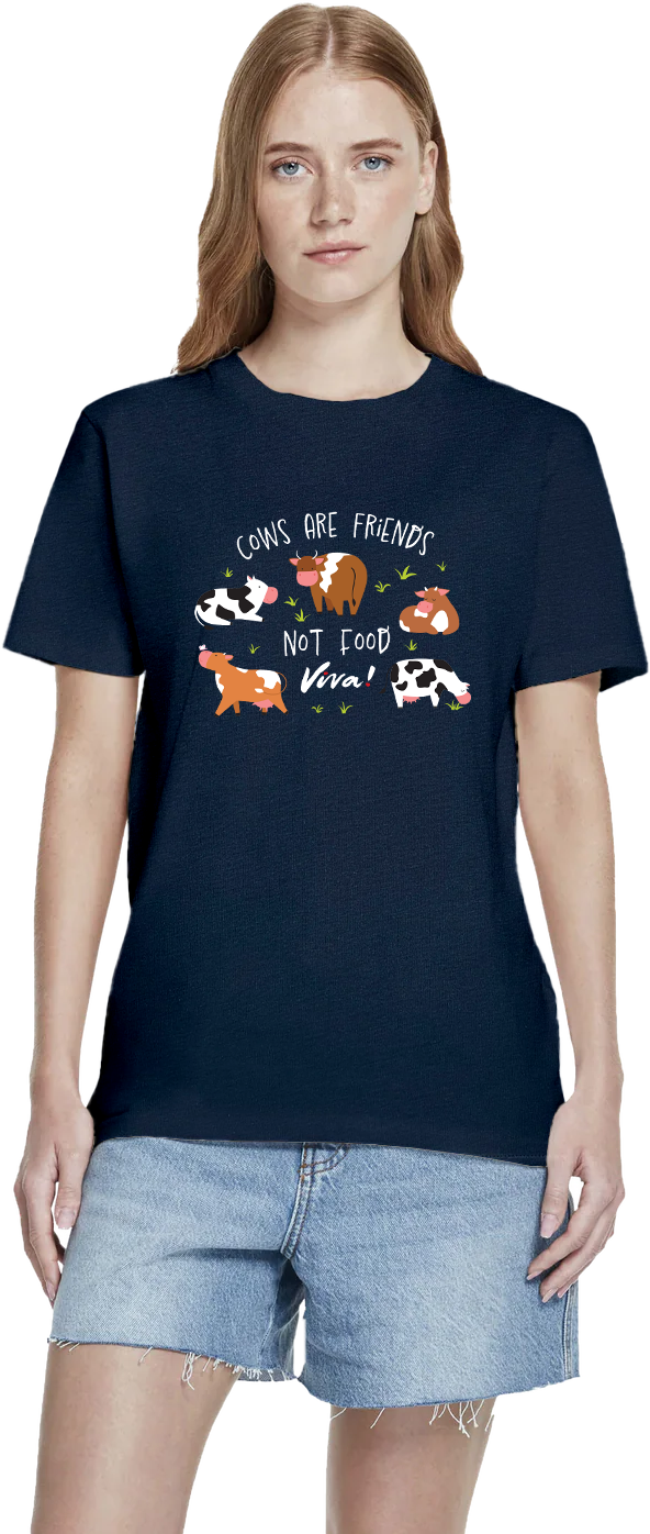 Cows Are Friends Not Food Unisex Jersey Relaxed Fit Tee - French Navy