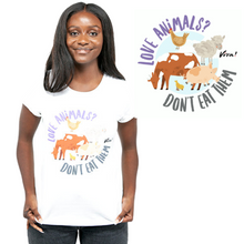Love Animals Don’t Eat Them Women's Rolled Sleeve Tee - White Viva! Shop