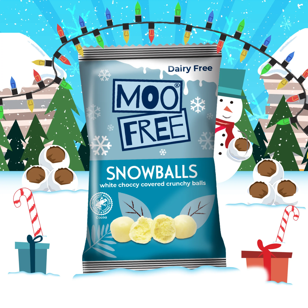 Moo Free White Chocolate Covered Crunchy Snowballs 35g