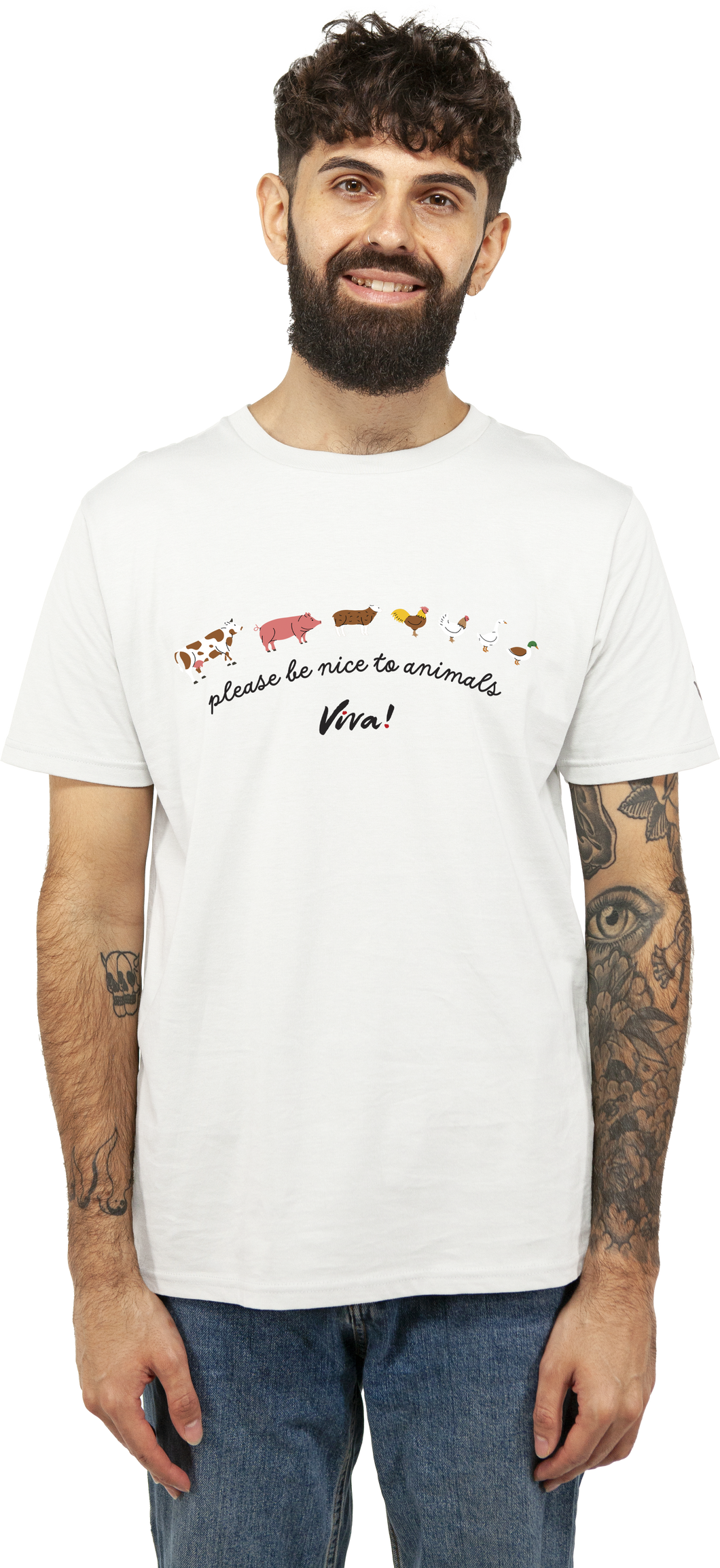 Please Be Nice To Animals Unisex Jersey Relaxed Fit Tee - White