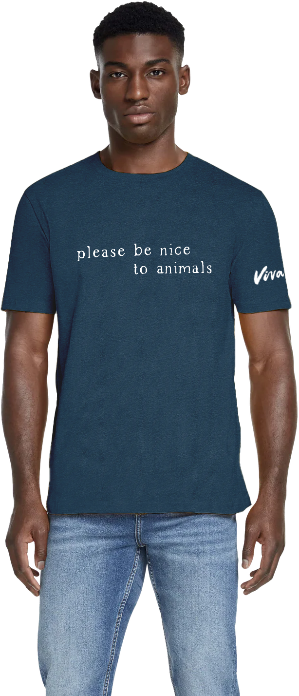 Please Be Nice to Animals Text Unisex Jersey Tee - Denim Blue