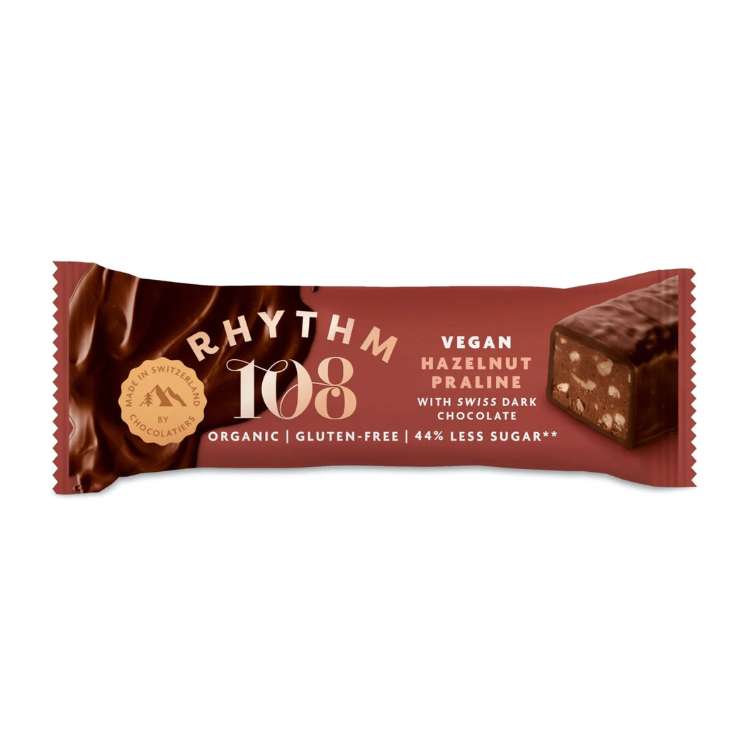Rhythm 108 Organic Swiss Vegan Hazelnut Praline Chocolate  Bars 33g Viva! Shop
