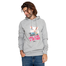 The Right To Live, Love And Be Free Unisex Classic Raglan Pullover Hoody - Melange Grey Viva! Shop