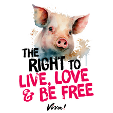 The Right To Live, Love And Be Free Women's Rolled Sleeve Jersey Tee - Stone Wash White Viva! Shop