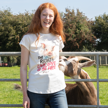 The Right To Live, Love And Be Free Women's Rolled Sleeve Jersey Tee - Stone Wash White Viva! Shop