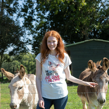 The Right To Live, Love And Be Free Women's Rolled Sleeve Jersey Tee - Stone Wash White Viva! Shop