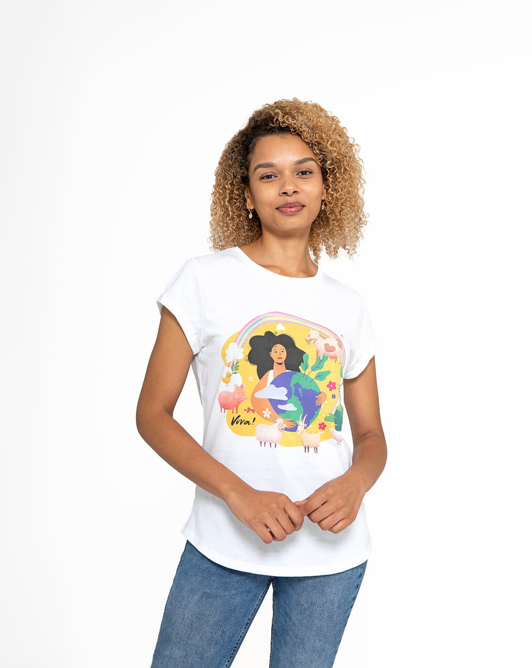 Viva! Festival Women's Rolled Sleeve Jersey Tee - White Viva! Shop