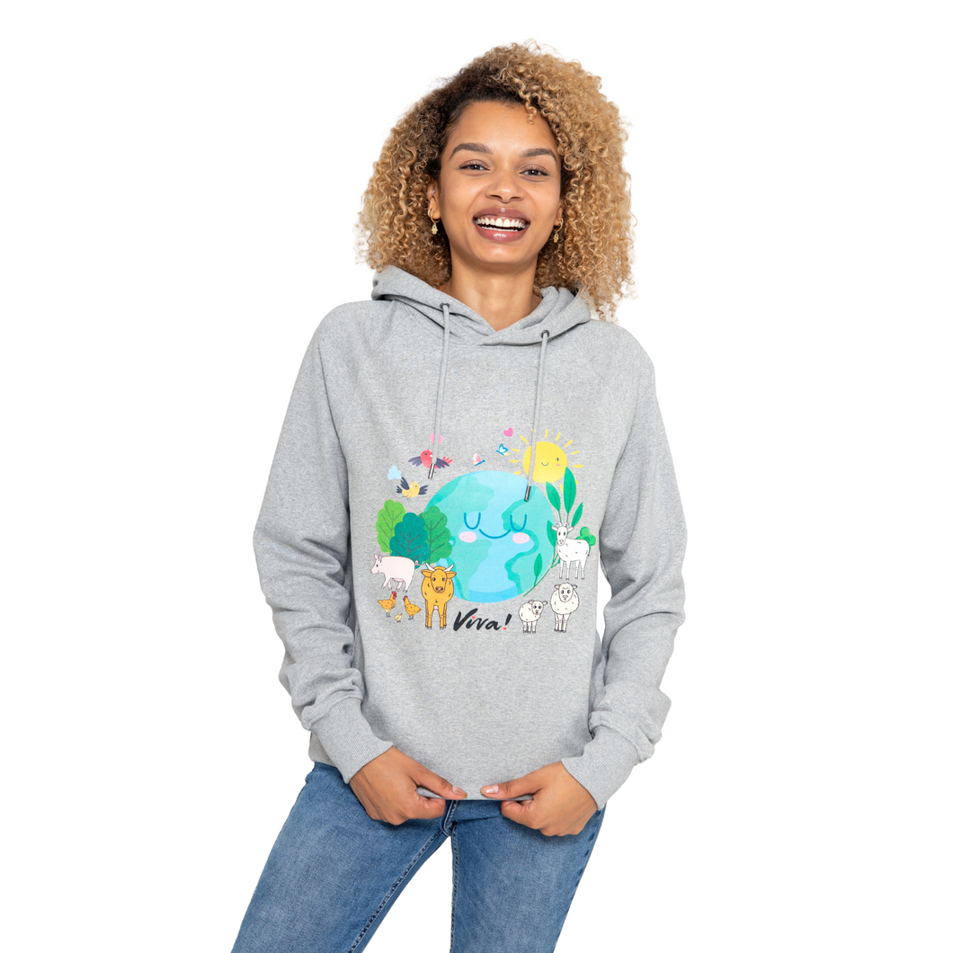 Viva! Happy Planet Festival Unisex Classic Raglan Pullover Hoody - Melange Grey Viva! Shop