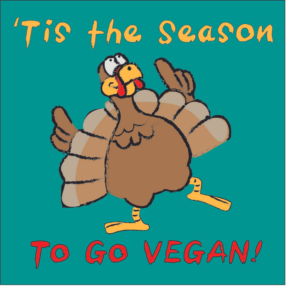 ‘Tis the season to go vegan! Cards (Designed by Clare McIvor) Pack of 5 Viva! Shop