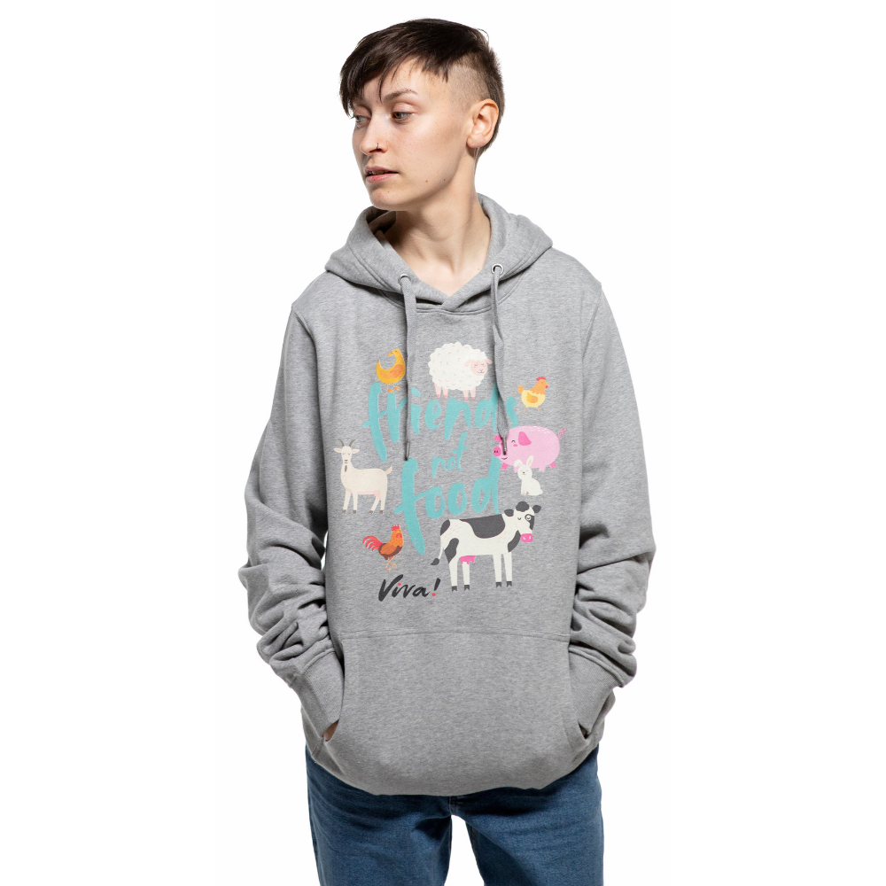Friends Not Food Unisex Pullover Hoody - Melange Grey Viva! Shop