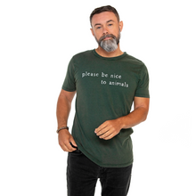 Please Be Nice Men's / Unisex Jersey Tee- Stone Wash Green Viva! Shop