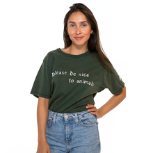 Please Be Nice Men's / Unisex Jersey Tee- Stone Wash Green Viva! Shop