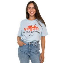 Vegan For The Animals Men's Unisex Classic Jersey Tee- Cow- Light Blue Viva! Shop
