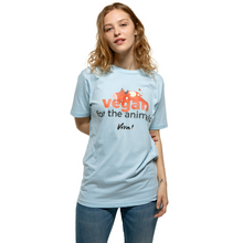 Vegan For The Animals Men's Unisex Classic Jersey Tee- Cow- Light Blue Viva! Shop