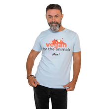 Vegan For The Animals Men's Unisex Classic Jersey Tee- Cow- Light Blue Viva! Shop