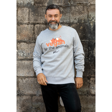 Vegan For The Animals Unisex Sweatshirt - Cow- Melange Grey Viva! Shop