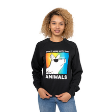 90s Don’t Mess With The Animals Unisex Raglan Sweatshirt - Black Viva! Shop