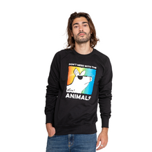 90s Don’t Mess With The Animals Unisex Raglan Sweatshirt - Black