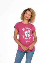 Be Kind To All Kind Face Women's Rolled Sleeve Jersey Tee - Berry Viva! Shop