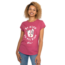 Be Kind To All Kind Face (White Text) Women's Rolled Sleeve Jersey Tee - Berry