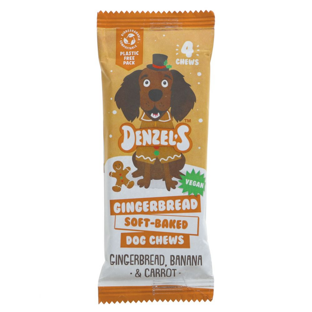 Denzel's Plant-Based Soft-Baked Dog Chews - Gingerbread, Banana & Carrot 75g