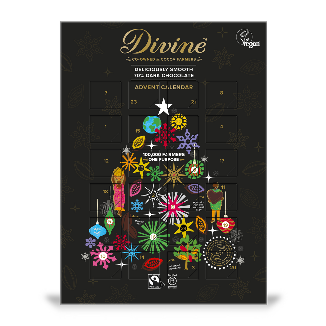 Divine Vegan Dark 70% Chocolate Advent Calendar 85g Viva! Shop