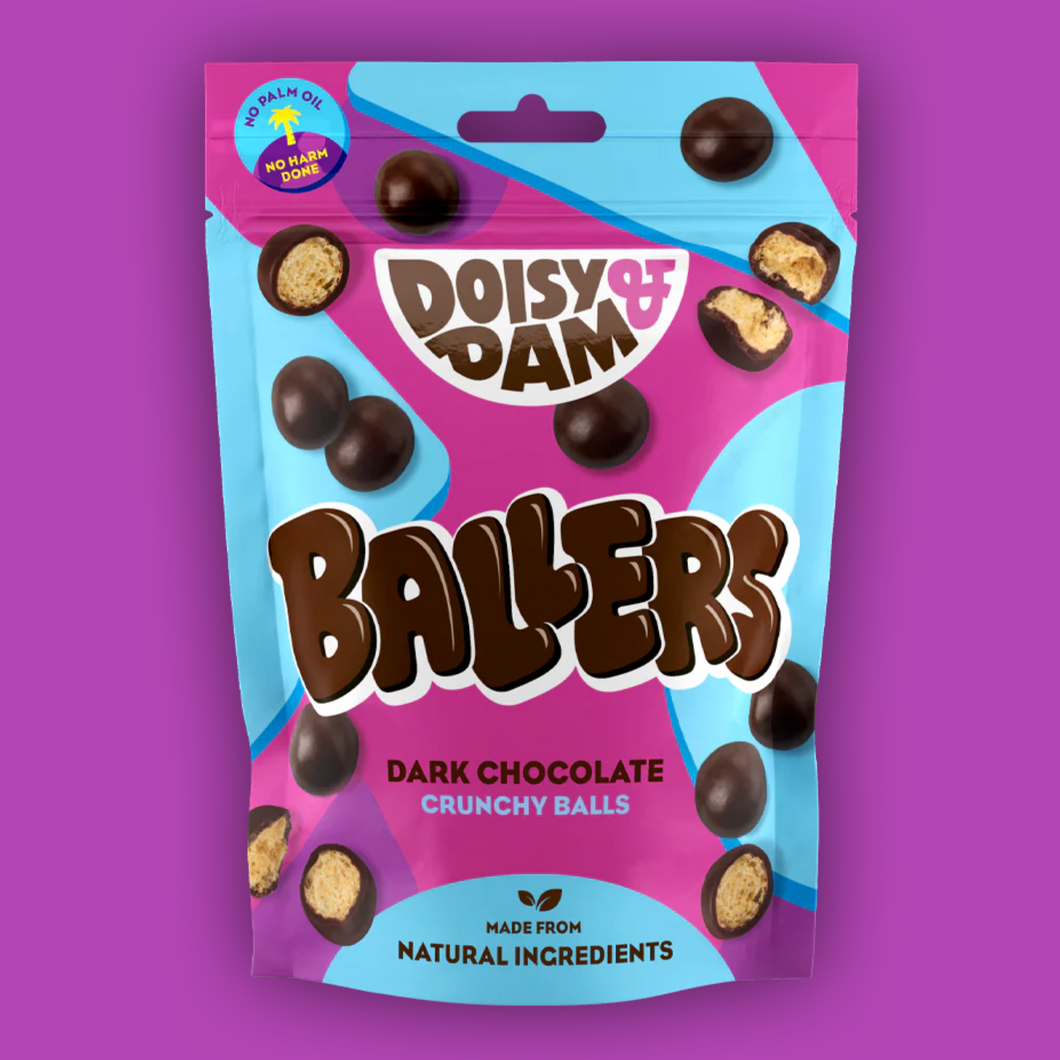 Doisy & Dam Ballers Dark Chocolate Crunchy Balls Share Bag 75g Viva! Shop