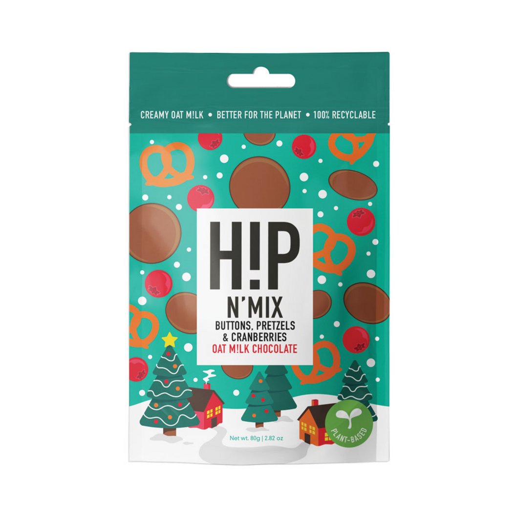 H!p 'n' Mix Oat M!lk Chocolate Buttons, Pretzels & Cranberries Pouch 80g Viva! Shop