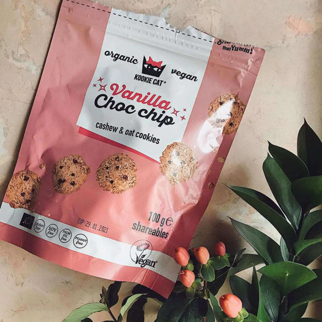 Kookie Cat Vanilla Chocolate Chip Cashew & Oat Mini Cookies 100g
