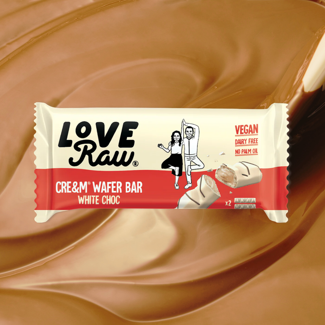 LoveRaw White Chocolate Cre&m Filled Wafer Bars 43g