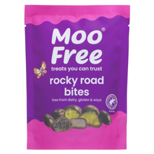 pouch of Moo Free Rocky Road Bites on a plain white background.