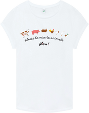 Please Be Nice To Animals Women's Rolled Sleeve Jersey Tee - White