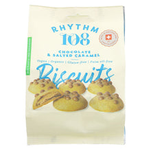 Rhythm 108 Organic Vegan Golden Chocolate & Salted Caramel Filled Biscuits Sharing Bag 134g Viva! Shop
