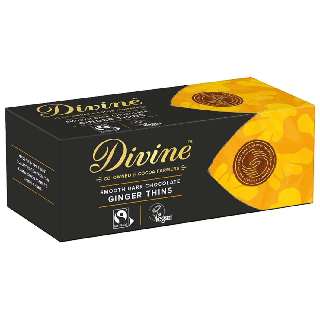 Divine Fairtrade Dark Chocolate After Dinner Ginger Thins 200g Viva! Shop