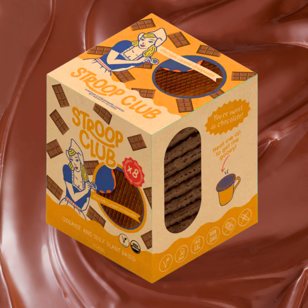 Stroop Club Vegan Organic Chocolate Caramel Stroopwafel 8 Pack 264g