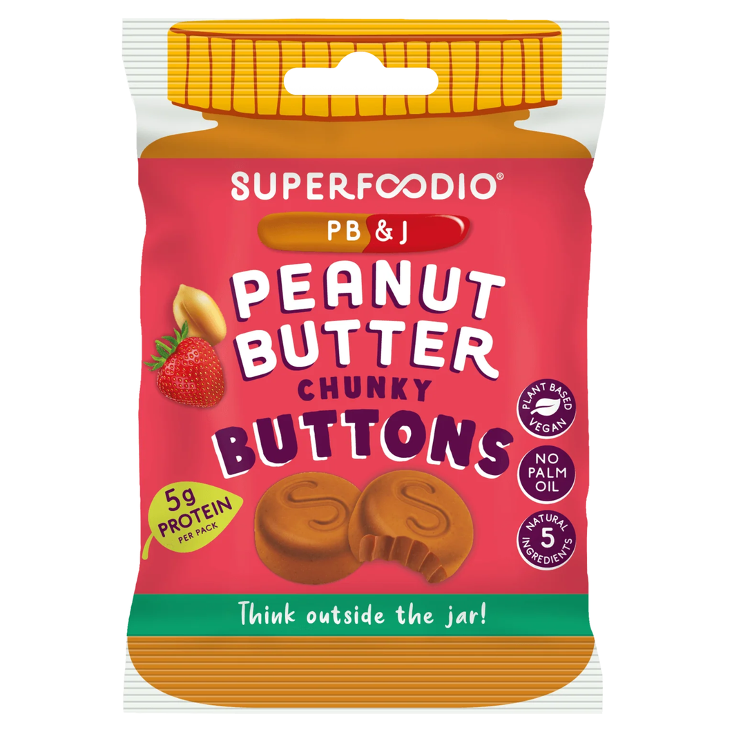Superfoodio PB & Jelly Peanut Butter Buttons 20g