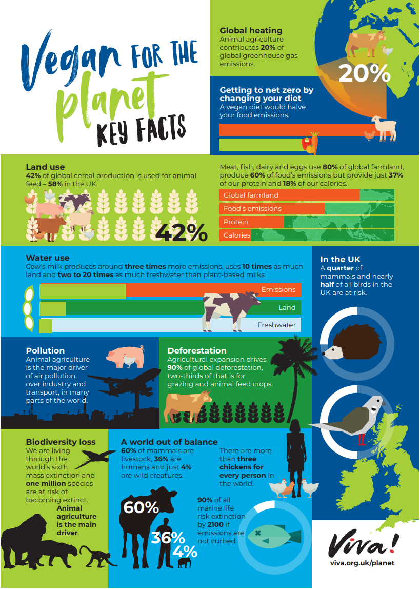 Vegan for the Planet Key Facts A4 Poster Viva! Shop
