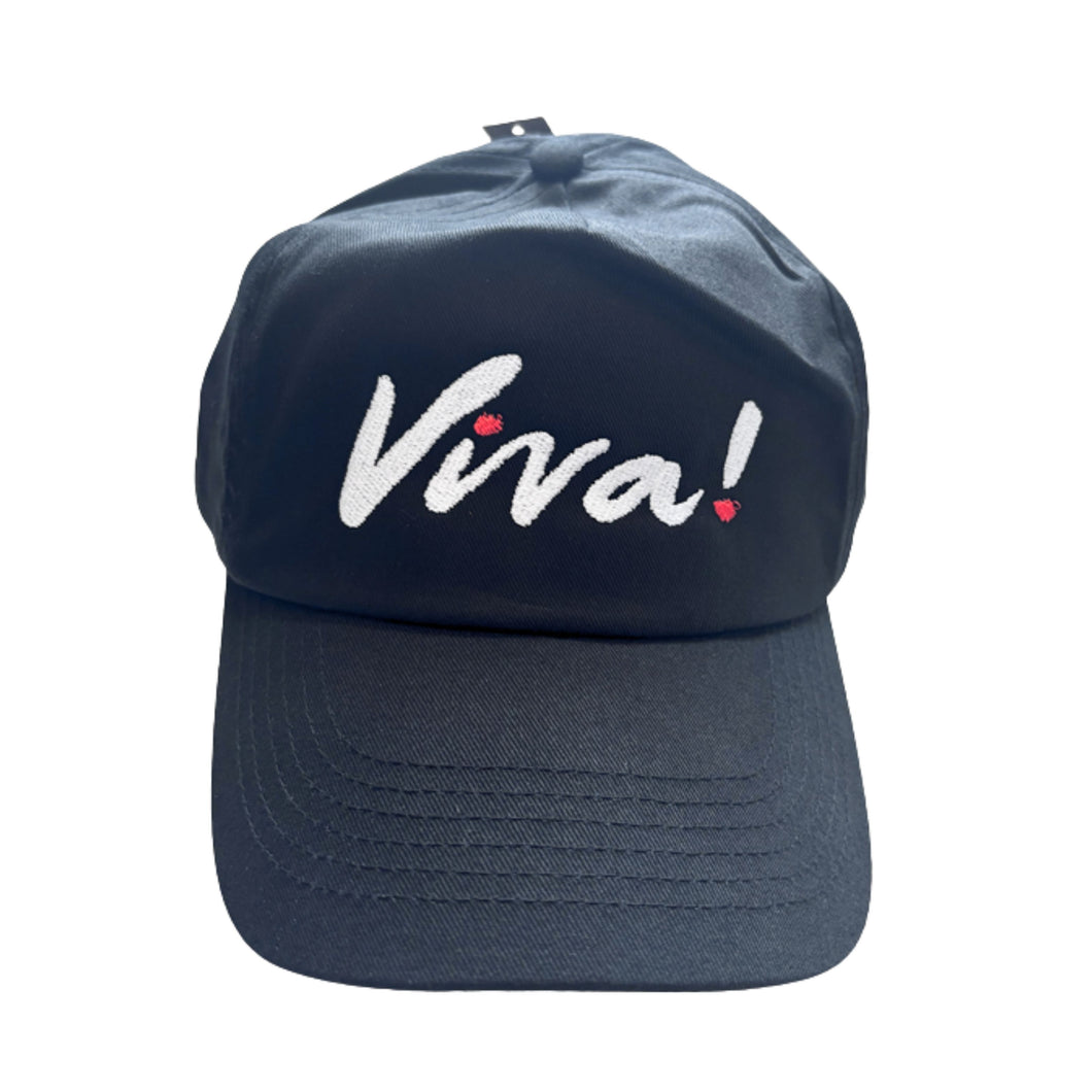 Viva! Logo Embroidered 5 Panel Cap Black Cotton Baseball Hat