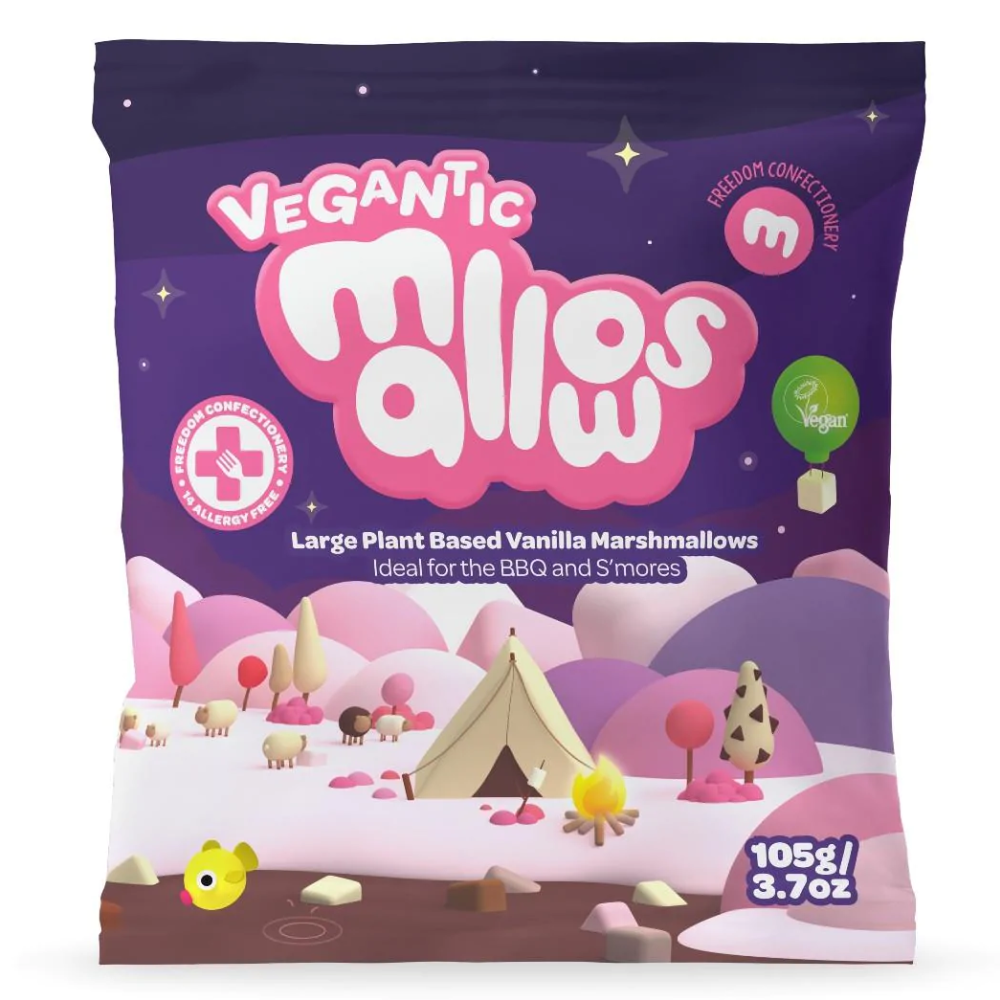 Freedom Mallows Vegantic Pink & White Vanilla BBQ Marshmallows 105g Viva! Shop