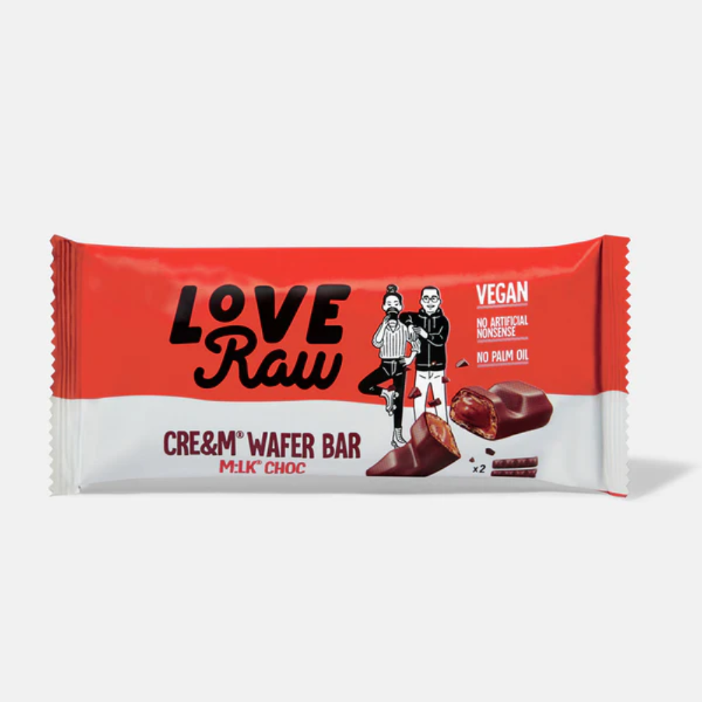 LoveRaw Mlk Chocolate Cre&m Filled Wafer Bars 43g Viva! Shop