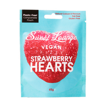 Sweet Lounge Vegan Fizzy Strawberry Hearts Pouch 65g Viva! Shop